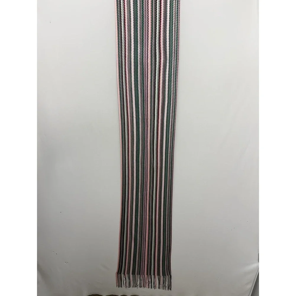 Missoni Zig Zag Pink & Green Long Scarf With Fringes NWT $230.00 87